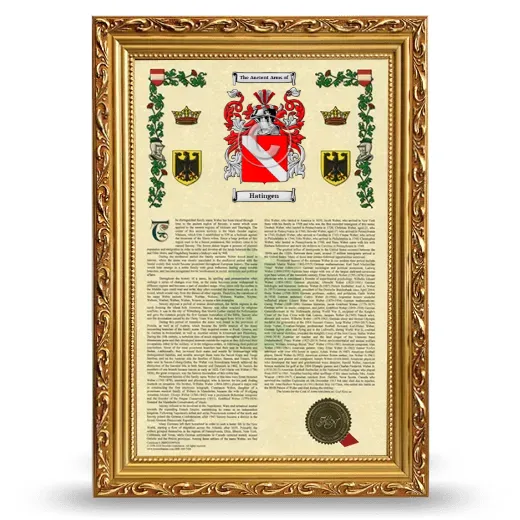 Hatingen Armorial History Framed - Gold