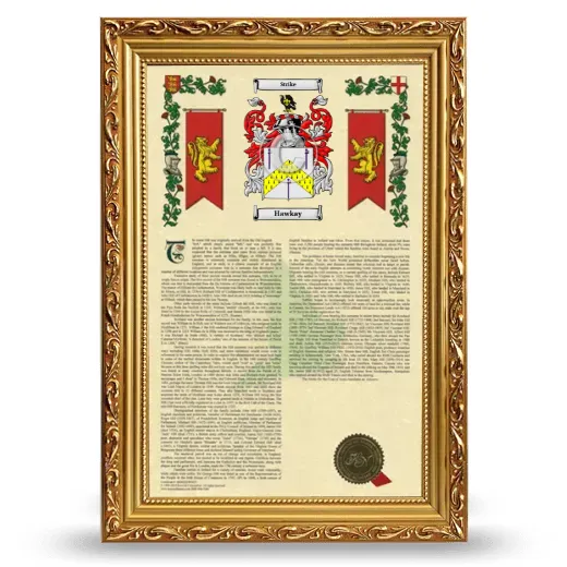Hawkay Armorial History Framed - Gold