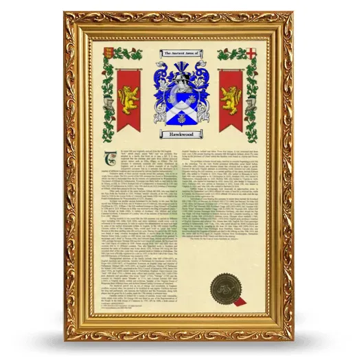 Hawkwood Armorial History Framed - Gold