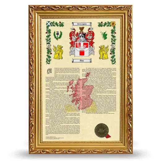 Hay Armorial History Framed - Gold