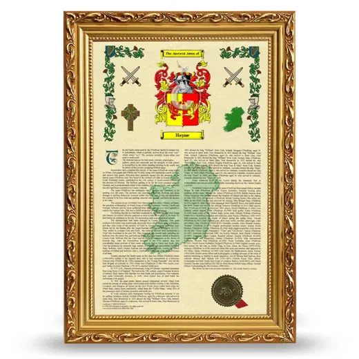 Hayne Armorial History Framed - Gold