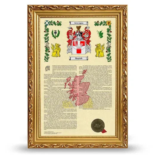 Hayrick Armorial History Framed - Gold