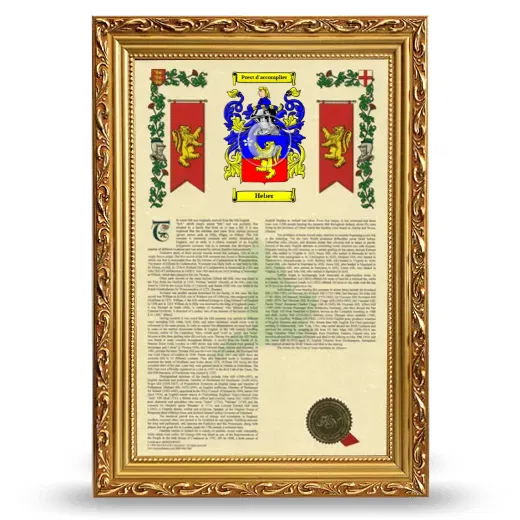 Heber Armorial History Framed - Gold