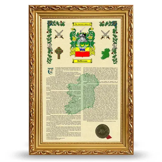 Heffernan Armorial History Framed - Gold