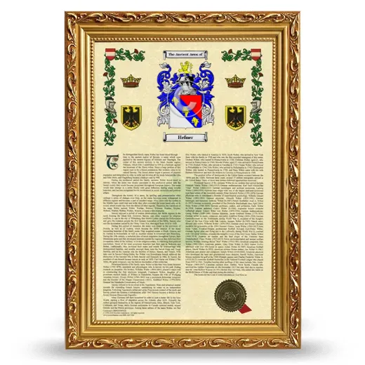 Hefner Armorial History Framed - Gold