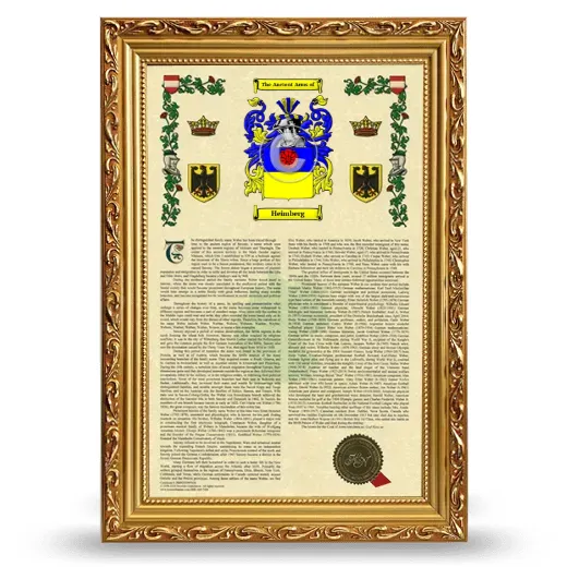 Heimberg Armorial History Framed - Gold