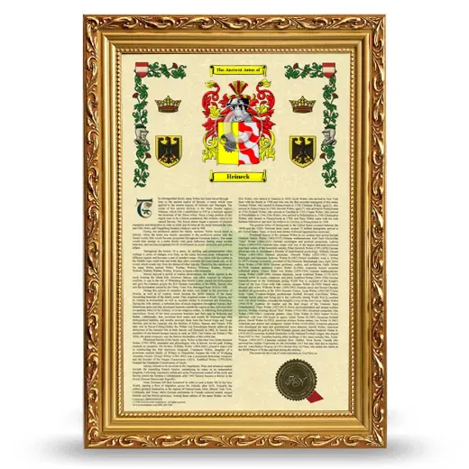 Heineck Armorial History Framed - Gold