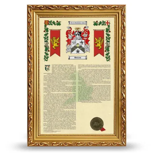 Hemen Armorial History Framed - Gold