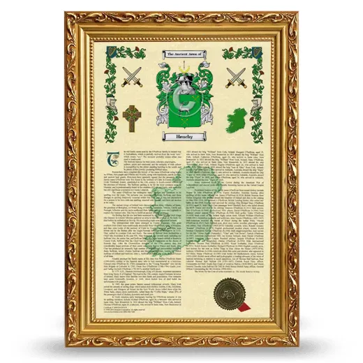 Henchy Armorial History Framed - Gold