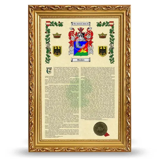 Henkes Armorial History Framed - Gold