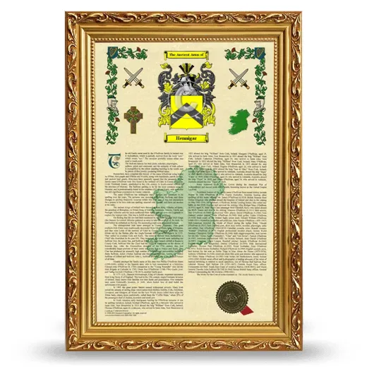 Hennigar Armorial History Framed - Gold