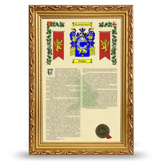 Hentges Armorial History Framed - Gold