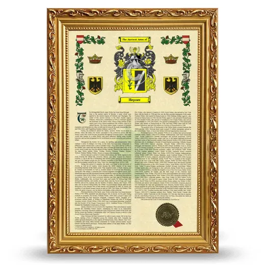 Hepner Armorial History Framed - Gold