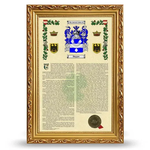 Hepper Armorial History Framed - Gold