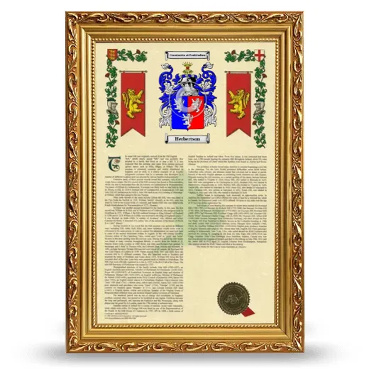 Herbertson Armorial History Framed - Gold