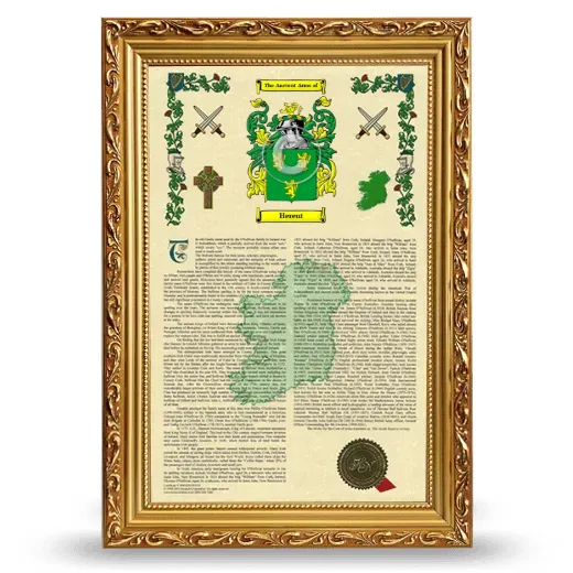 Herent Armorial History Framed - Gold