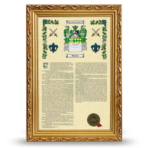 Hermer Armorial History Framed - Gold