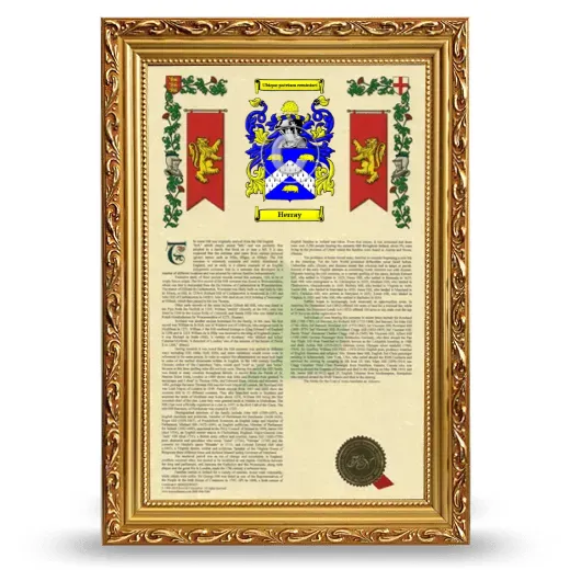 Herray Armorial History Framed - Gold