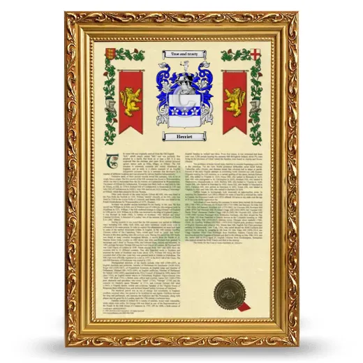 Herriet Armorial History Framed - Gold