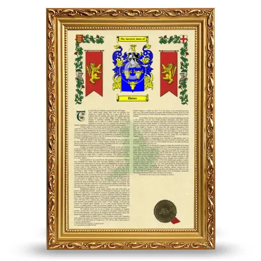 Heter Armorial History Framed - Gold