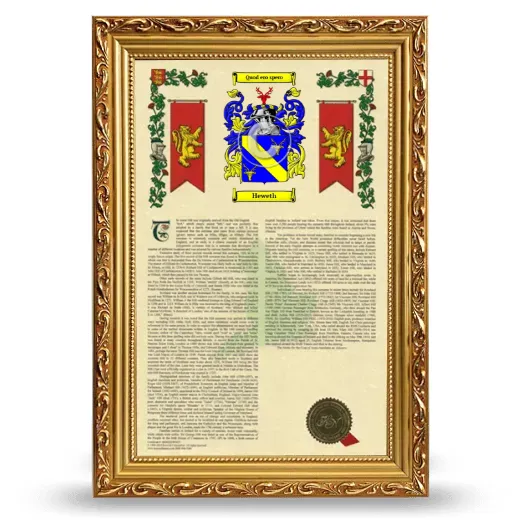 Heweth Armorial History Framed - Gold