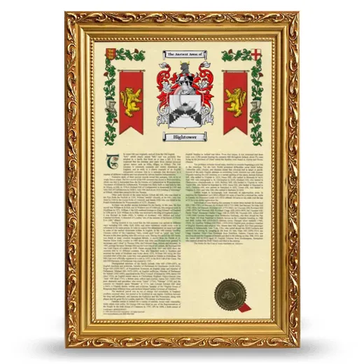 Hightower Armorial History Framed - Gold