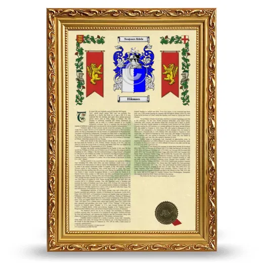 Hikman Armorial History Framed - Gold