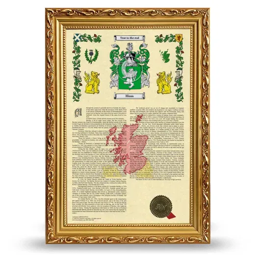 Hims Armorial History Framed - Gold