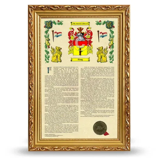 Hoag Armorial History Framed - Gold