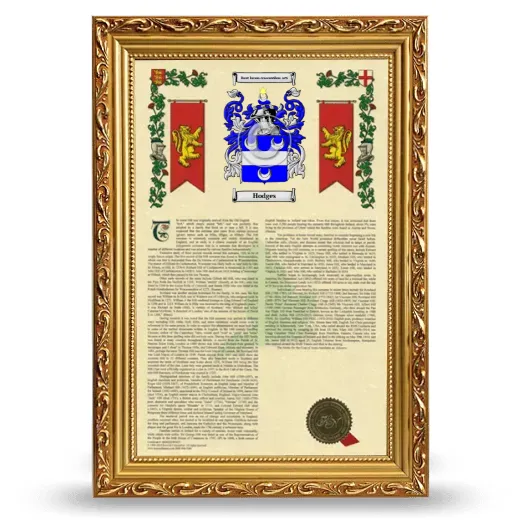 Hodges Armorial History Framed - Gold