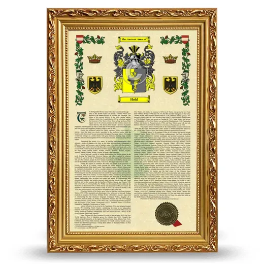 Hohl Armorial History Framed - Gold