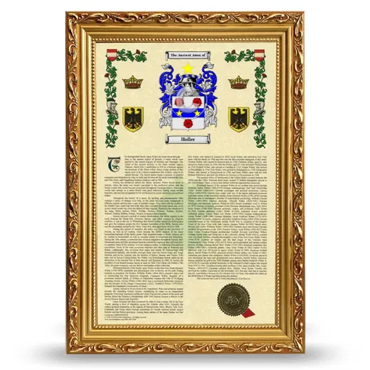 Holler Armorial History Framed - Gold