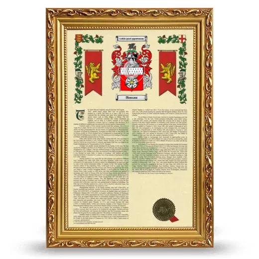 Homan Armorial History Framed - Gold