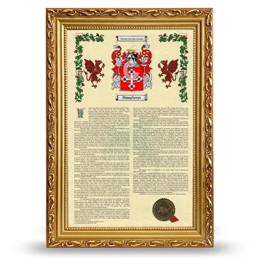 Humphreys Armorial History Framed - Gold