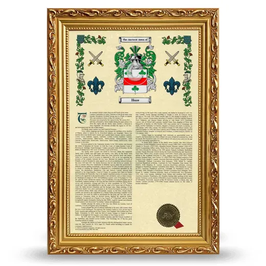 Hure Armorial History Framed - Gold