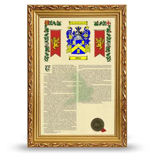 Iddon Armorial History Framed - Gold
