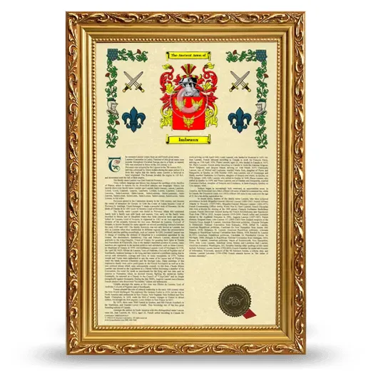Imbeaux Armorial History Framed - Gold