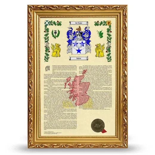 Inice Armorial History Framed - Gold