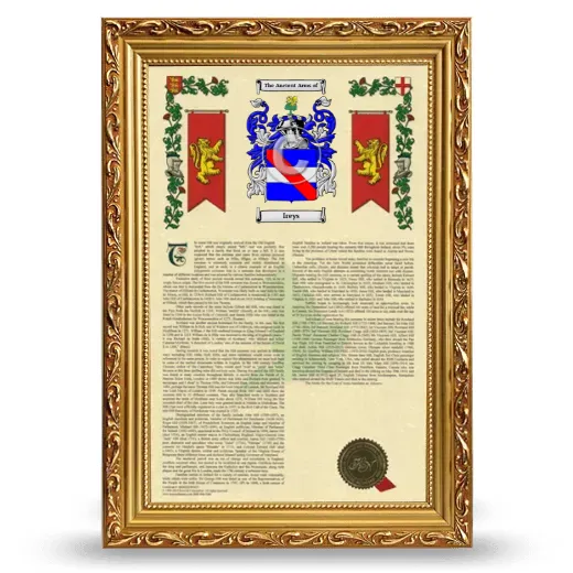 Ireys Armorial History Framed - Gold