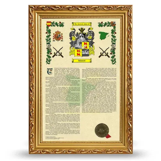 Irizarri Armorial History Framed - Gold
