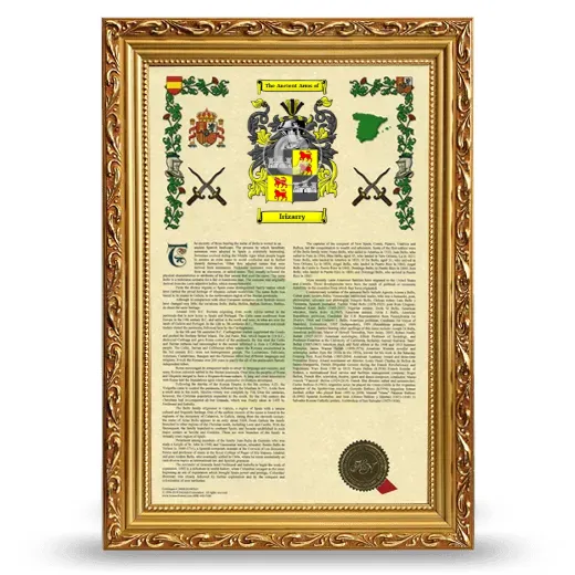 Irizarry Armorial History Framed - Gold