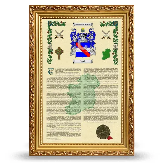 Irysh Armorial History Framed - Gold