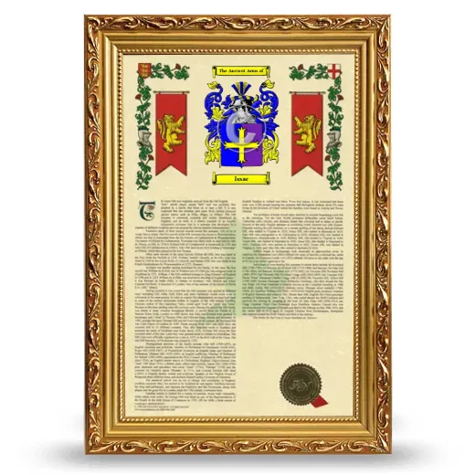 Issac Armorial History Framed - Gold