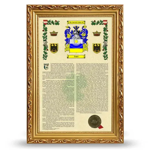 Ivars Armorial History Framed - Gold