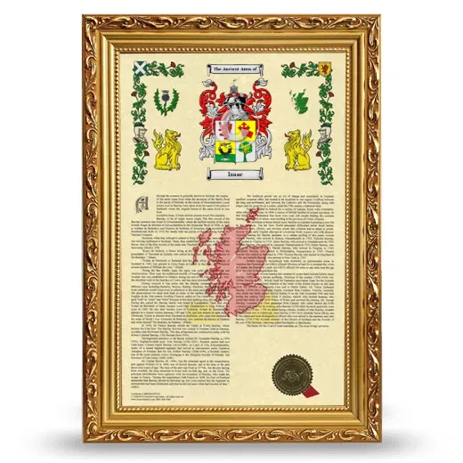 Izaac Armorial History Framed - Gold