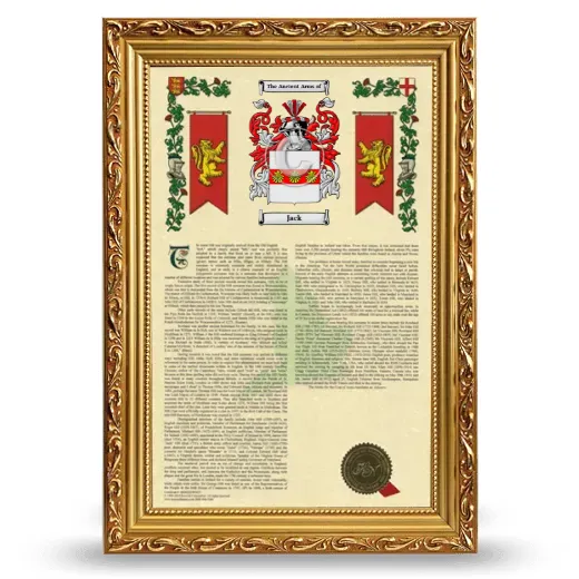 Jack Armorial History Framed - Gold