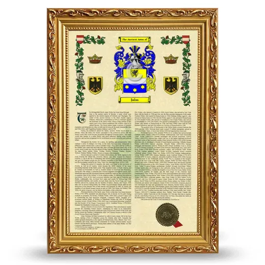 Jahn Armorial History Framed - Gold