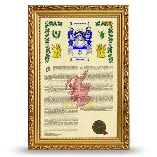 Jamison Armorial History Framed - Gold
