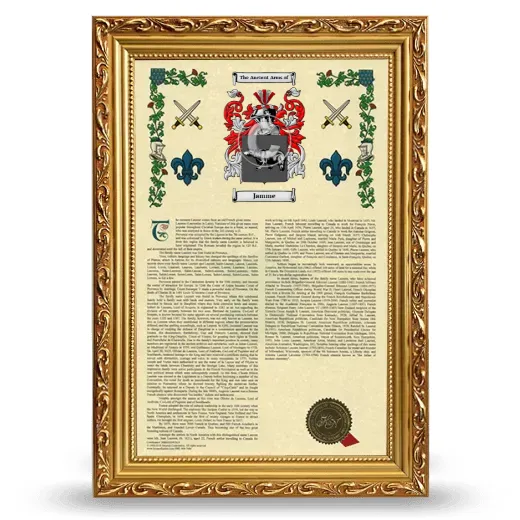 Jamme Armorial History Framed - Gold