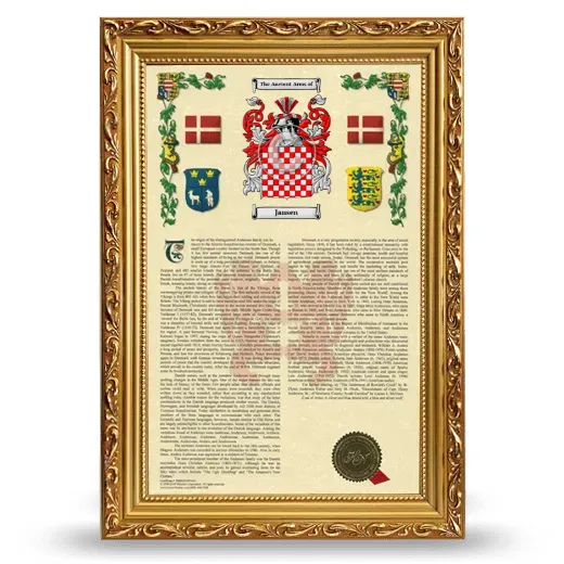 Jansen Armorial History Framed - Gold